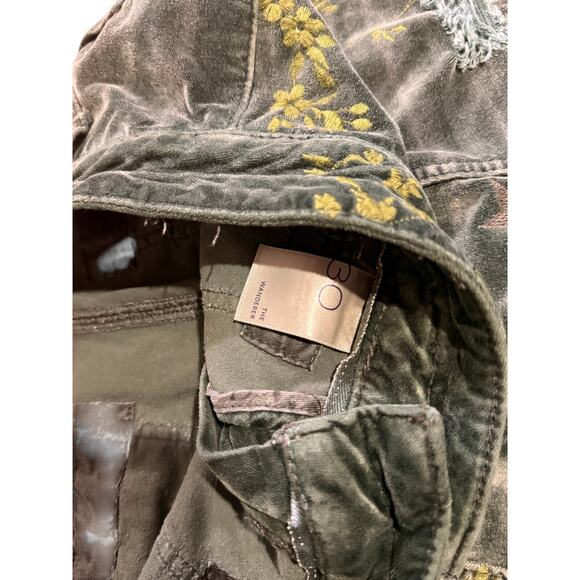 Pilcro for Anthroplogie Velvet Green Emroidered The Wanderer Pants - Picture 8 of 14
